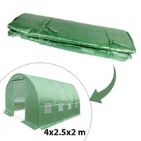 Folie protectie pentru solar 4x2.5x2 m, 8 ferestre cu plase anti-insecte, pe 140g/mp, verde