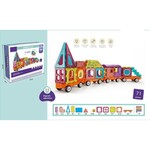 Set magnetic, constructie tren, jucarie diy cu 71 piese, diverse forme geometrice, multicolor