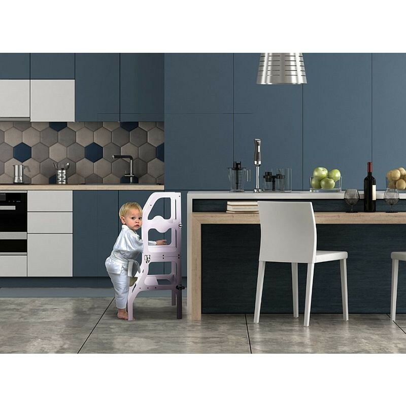 Scaun pliabil pentru copii, inaltator din lemn, 2 in 1 scaun si masa, learning tower
