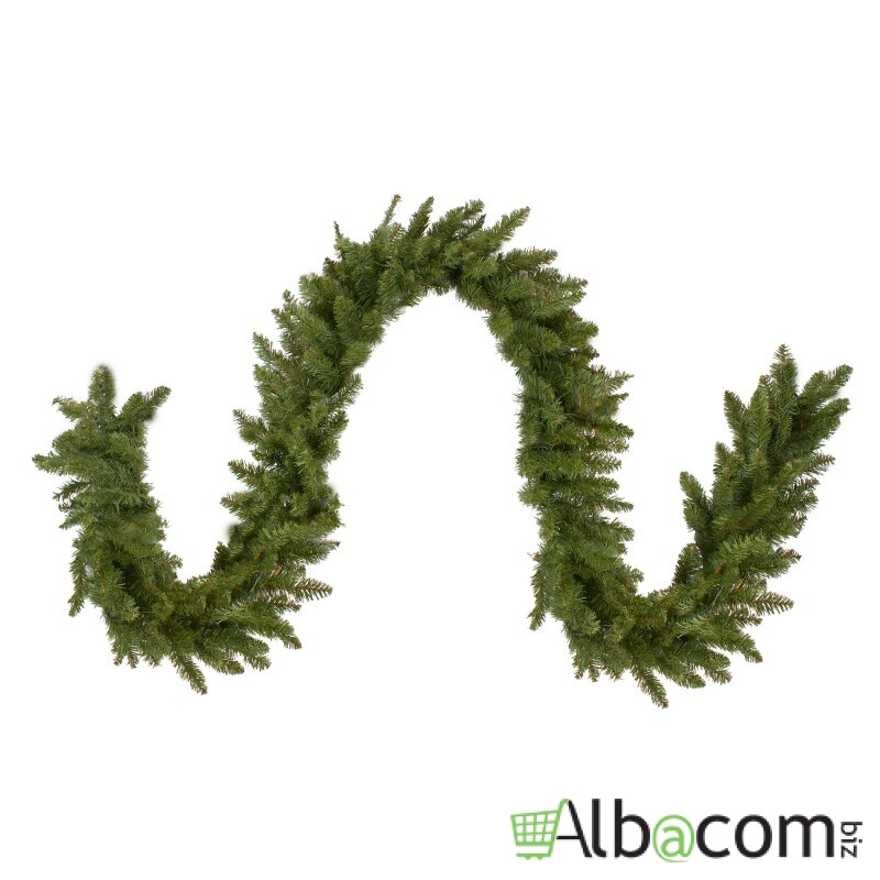 Ghirlanda groasa decorativa din brad artificial, molid scandinav, lungime 5.4 m, verde natural, aspect bogat
